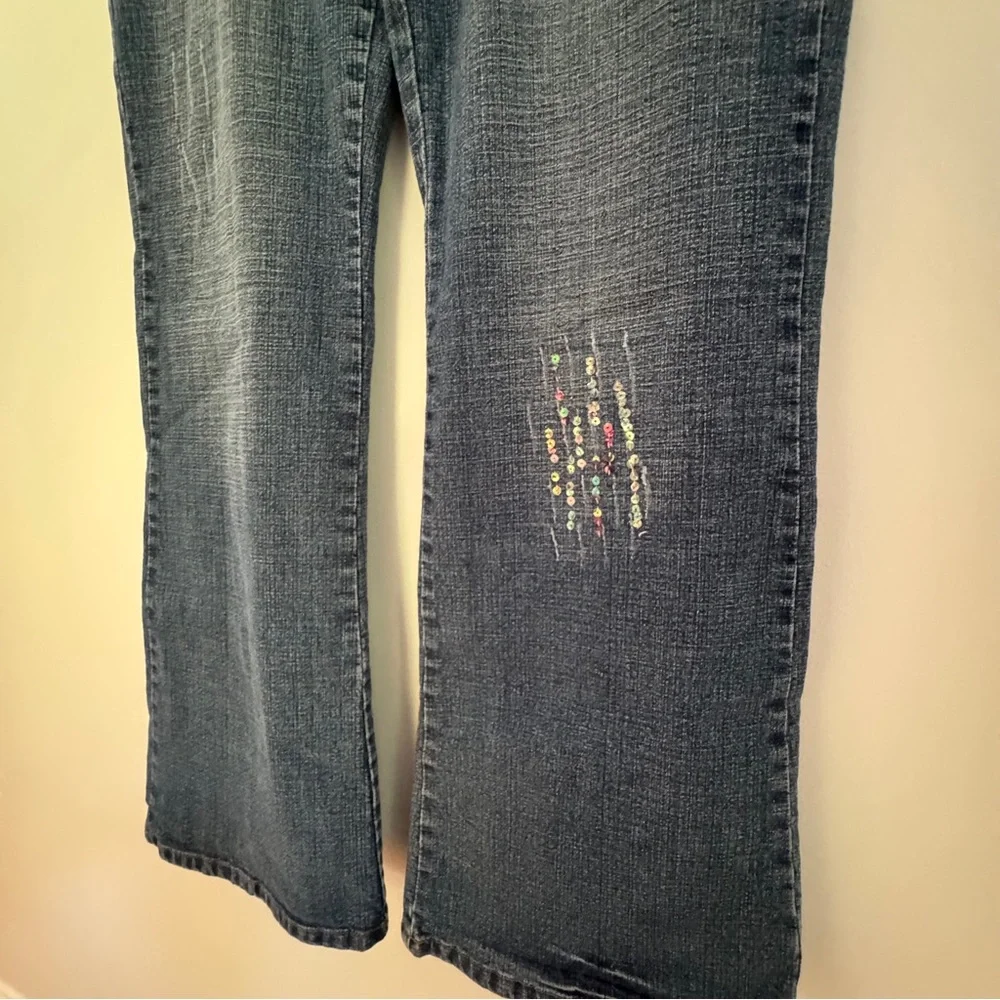 Apollo‎ Jeans Bootcut Blue Denim Rhinestone Embellished Distressed Women’s 18